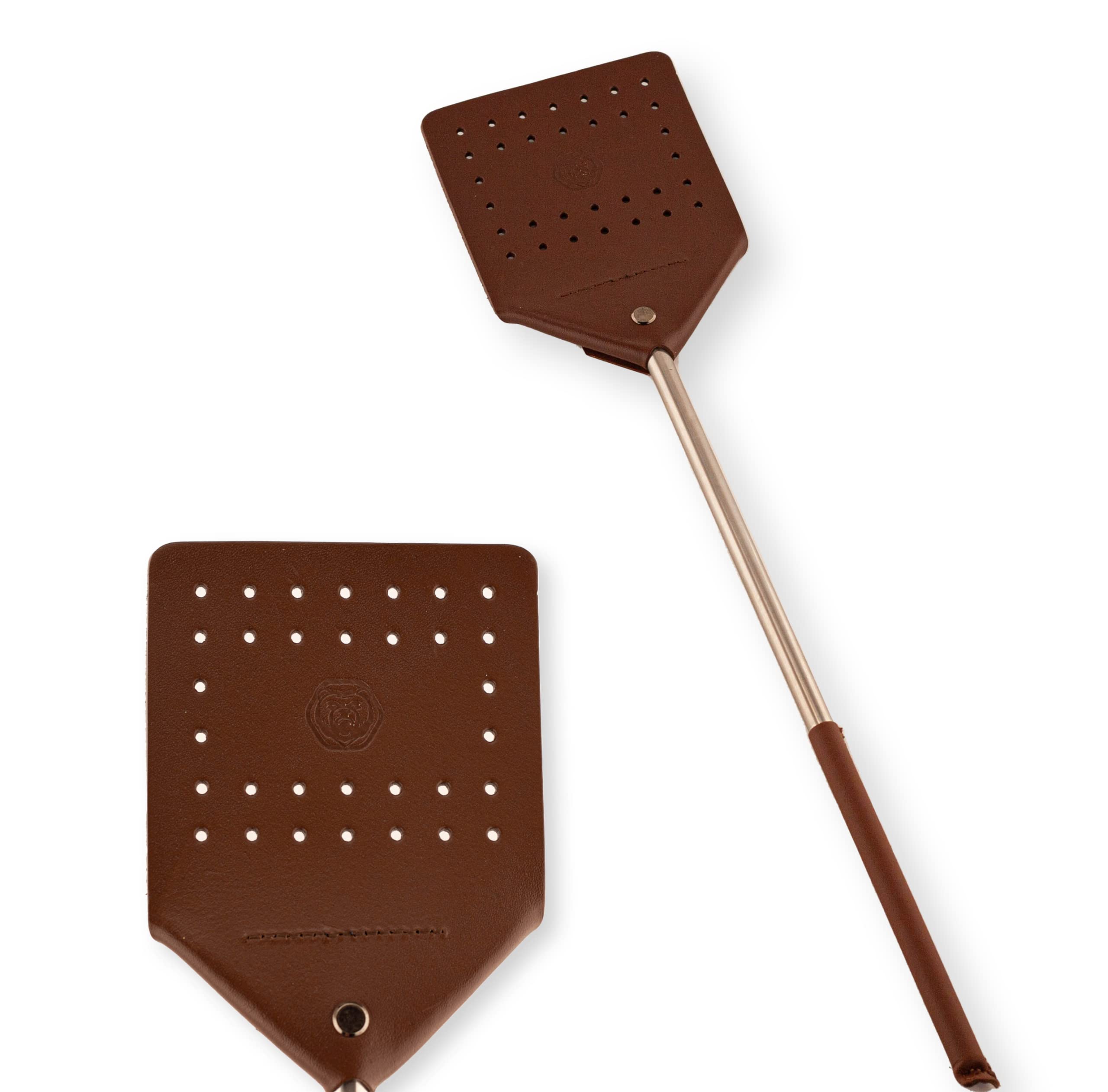 Leather Fly Swatter – Cognac – Pack of 2 – Insect Catcher – Insect Catcher – Fly Killer – Fly Swatter Leather