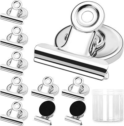 Skaaisont 10 Pcs Magnetic Clips Anti-Scratch Fridge Magnets Silver