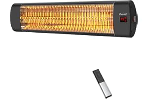 blessny Outdoor Heater for Patio, 1500W Wall Mounted Electric Infrared Heaters for Garage, Workshop, Greenhouse, 24 Hours Timer with Remote Control, IP65 Waterproofed