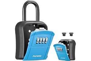 Puroma Key Lock Box, Portable Combination Lockbox Wall-Mounted Key Storage Box for House Keys, Resettable Code Safe Security Lock Box for Home, Office, Apartment Spare Key Storage (1 Pack, Blue)