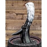 Viking Drinking Horn with stand - Medieval Inspired Beer Drinking Mug Rustic Vintage Home Decor Gifts