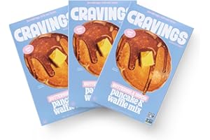 Cravings by Chrissy Teigen Pancake and Waffle Mix, Gluten free, Buttermilk Mochi Pancake & Waffle Mix, 3 Ingredients Mix, Makes 18 Pancakes, 14.2 oz (Pack of 3)