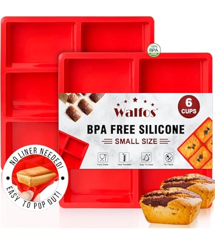 Moule Mini Cake Silicone Vinino Lot De 2 Mini Moules à Pain En Silicone Avec Cadre Renforcé En Métal - Antiadhésifs - Pour La Cuisson De 8 Cavités - Passe Au Lave-vaisselle