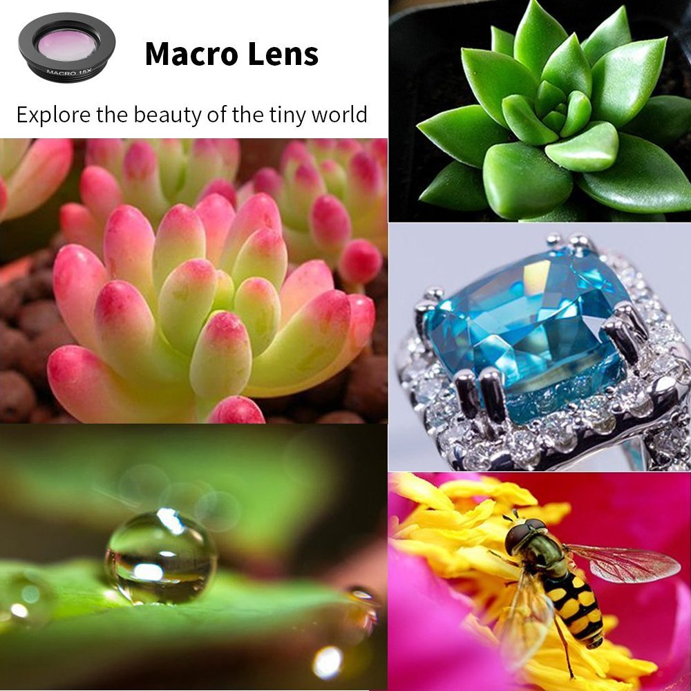 Apexel 10 in 1 Phone Camera lens kit Wide Angle lens + Macro lens + Fisheye lens + Telephoto lens + Kaleidoscope 3/6 lens + CPL/Flow/Star/Radial Filter Clip-on Phone for iPhone Samsung Most Smartphone