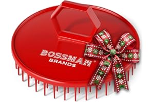 Bossman Scalp Massager & Shampoo Brush (3 inch, Red) – Scalp Exfoliator Brush – Head Scrubber, Beard Exfoliator & Dandruff Control for Hair & Beard with Firm Bristles