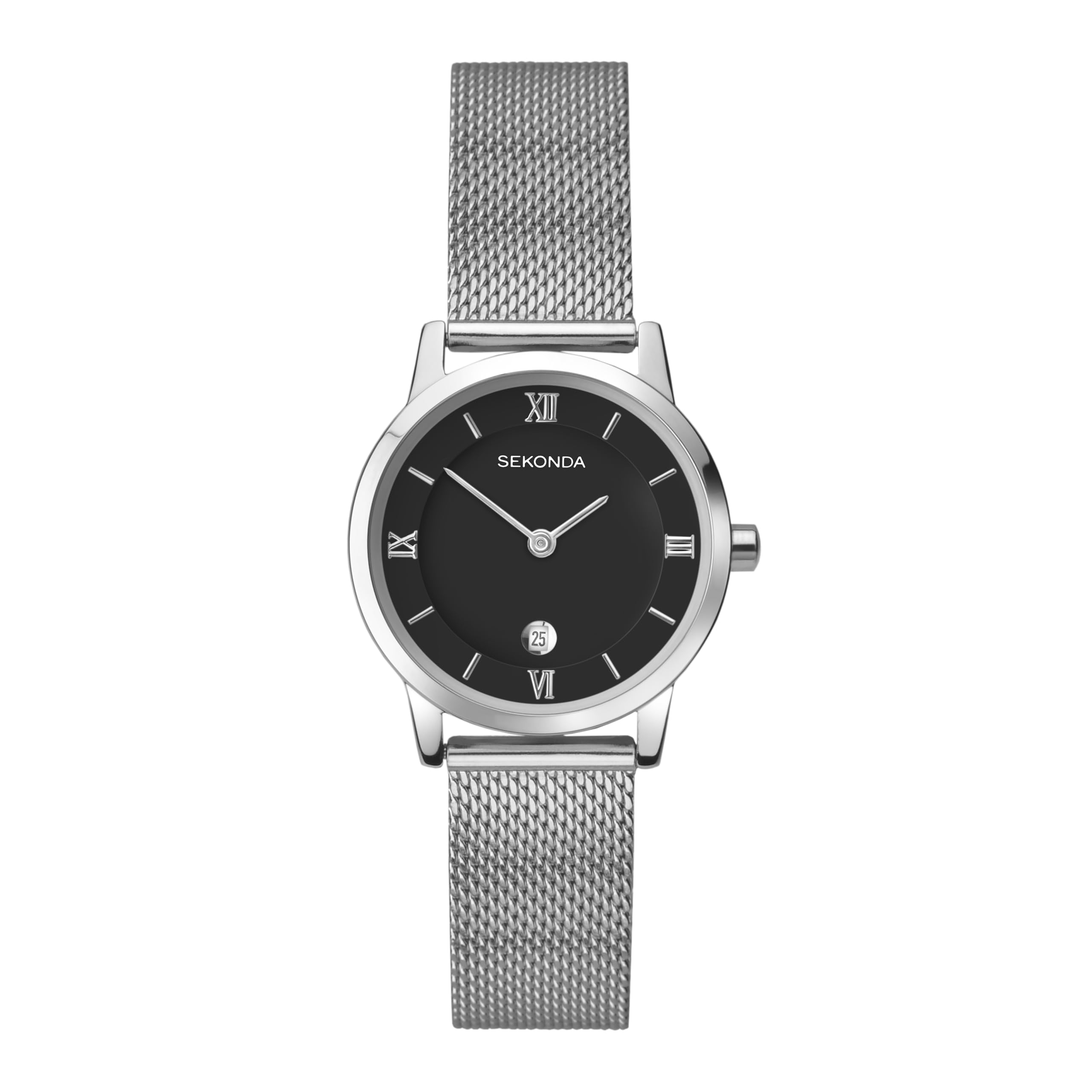 Sekonda Women's Quartz Watch with Black Dial Analogue Display and Silver Stainless Steel Bracelet 2102.27