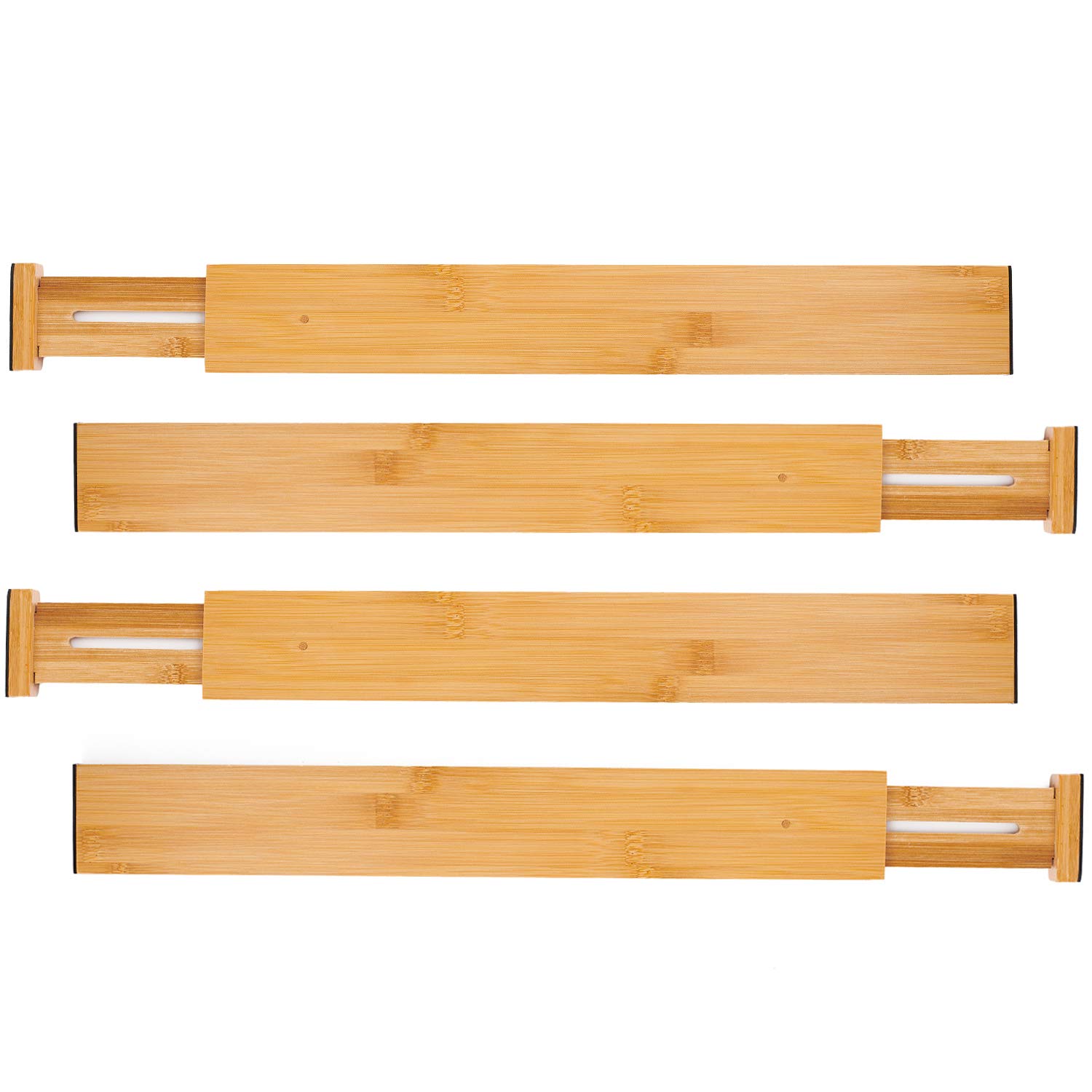 Utoplike Bamboo Kitchen Drawer Dividers Adjustable Drawer Organizers(12.8"-17.5"),Spring Loaded set of 4 