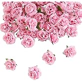 Sdfvsdg 50 Pcs Pink Roses Artificial Flowers 1.7 Inch Mini Rose Flower Head Silk Fake Rose Flowers for Decoration DIY Craft Halloween Home Decor (Pink)