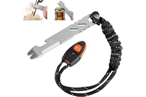 ITOKEY Ferro Rod, Flint and Steel Survival Kit,Fire Starter Multi-Tool, Emergency Fire Starting Striker with Bottle Opener, Wrench, Whistle, Outdoor Magnesium Rods for Camping Hiking Hunting