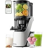 Canoly 3-in-1 Cold Press Juicer C16, Makes Juice &amp; Sorbet &amp; Nut Milk | 6" Extra Wide Feed Chute, Durable AC Brushless Motor, Self Precut System, Juicer Machines with BPA-Free (Pearl White)