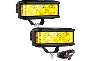 Auxbeam 5inch 68W Amber Fog Light Side Shooter LED Bar with Golden Yellow Spot Flood Combo Beam, Waterproof Offroad Fog Light for UTV ATV Jeep Wrangler Motor Truck Boat