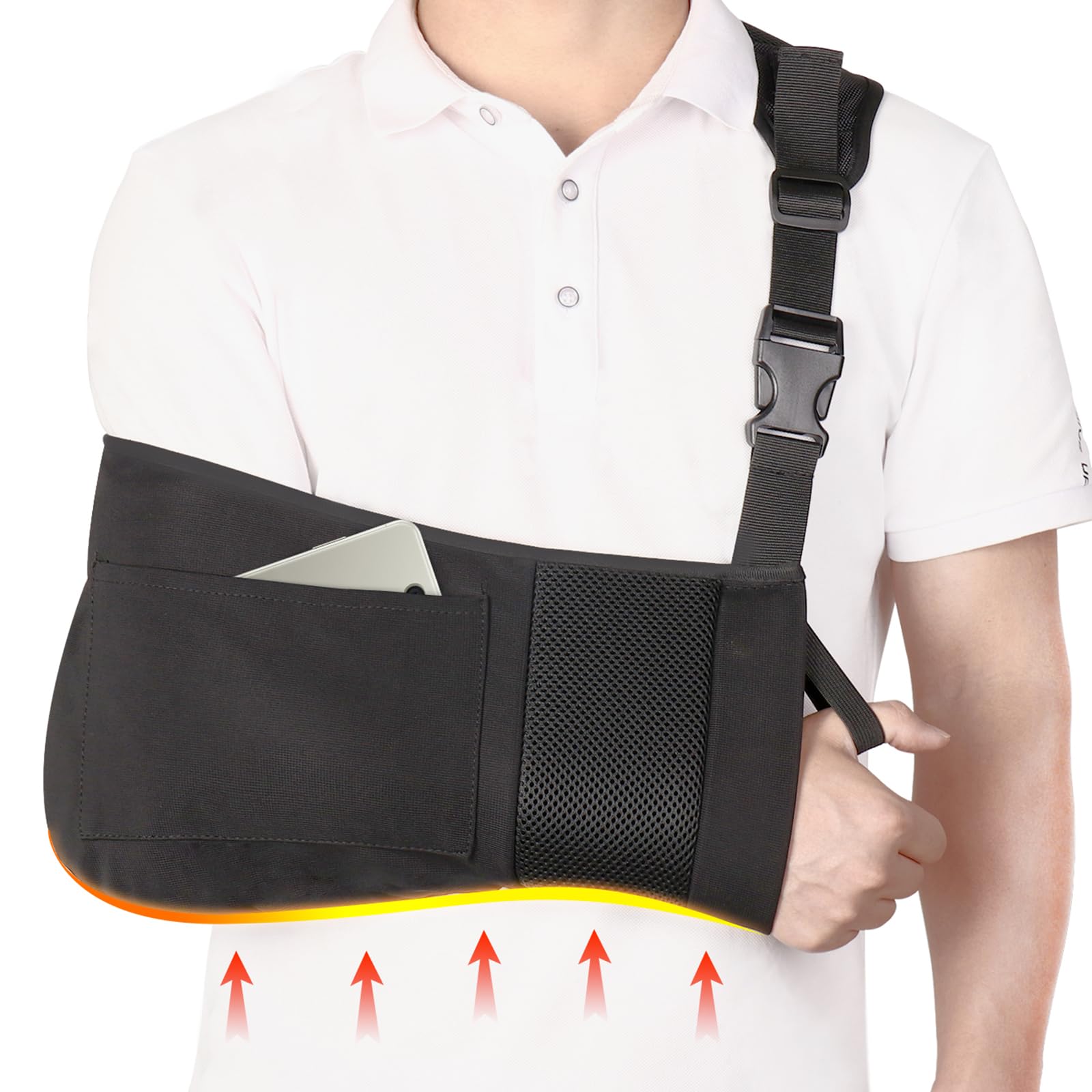 ROCK TAKIN Arm Sling Shoulder Immobilizer with Pocket, Breathable Comfortable Medical Sling for Arm Support Shoulder Surgery Torn Rotator Cuff Elbow Wrist Injury, Right and Left, Men and Women