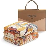 Msinol Cotton Throw Blanket Floral Printed Throw for Bed Soft Breathable Farmhouse Blankets Home Decoration Picnic Blanket (60"x80",02-Colorful Flowers)