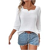 SHENHE Women's Dressy Casual Blouse Square Neck 3/4 Sleeve Summer Going Out Top Shirt