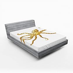 Lunarable Octopus Fitted Sheet Set, Blue Ringed