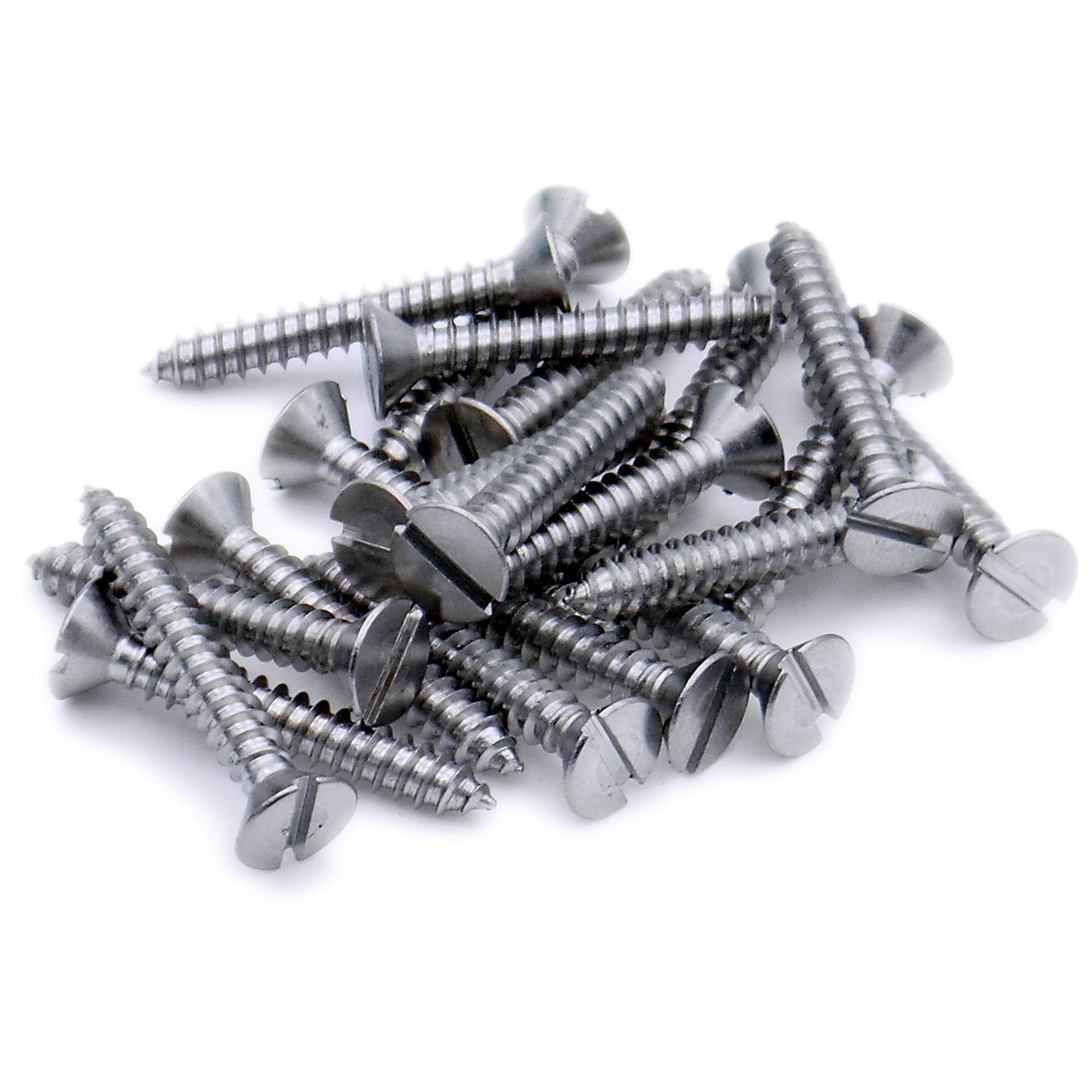 No.8 x 0.375 (4.2mm x 9.5mm) Slot Countersunk Self-Tapping Screw - Stainless Steel (A2) (Pack of 20)