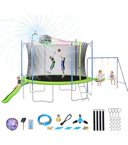 Amazon.com : Lyromix 14FT Trampoline with Slide and Swings
