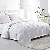 APSMILE Lightweight Down Feather Fibers Blanket, Summer Cooling Down Feather Fibers Comforter King Size, Ultra-Soft Breathable Thin Bed Quilt Duvet with Satin Trim(King, Cream White)