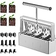 NVRGIUP Soil Blocker, 4 Cell Soil Block Maker 2 Inch with 3 Sizes Seed Pins, Seed Handheld Block Maker with Comfortable Handle, Garden Blocking Tools for Seedings, Cuttings, Greenhouses