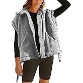 Yozazzy Sherpa Vest Women Oversized Sleeveless Fleece Fuzzy Jacket Winter Zip Up Gilet Outerwear with Pockets