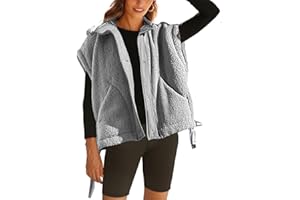 Yozazzy Sherpa Vest for Women Casual Sleeveless Fleece Fuzzy Jacket Winter Zip Up Gilet Outerwear with Pockets