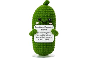 The trend collection Emotional Support Pickle Crochet with Stand. Handmade Positive Pickle Gift for Women, Friends, Family, Co Workers. Birthday Gifts for Her. Best Friends (Emotional Support Pickle)