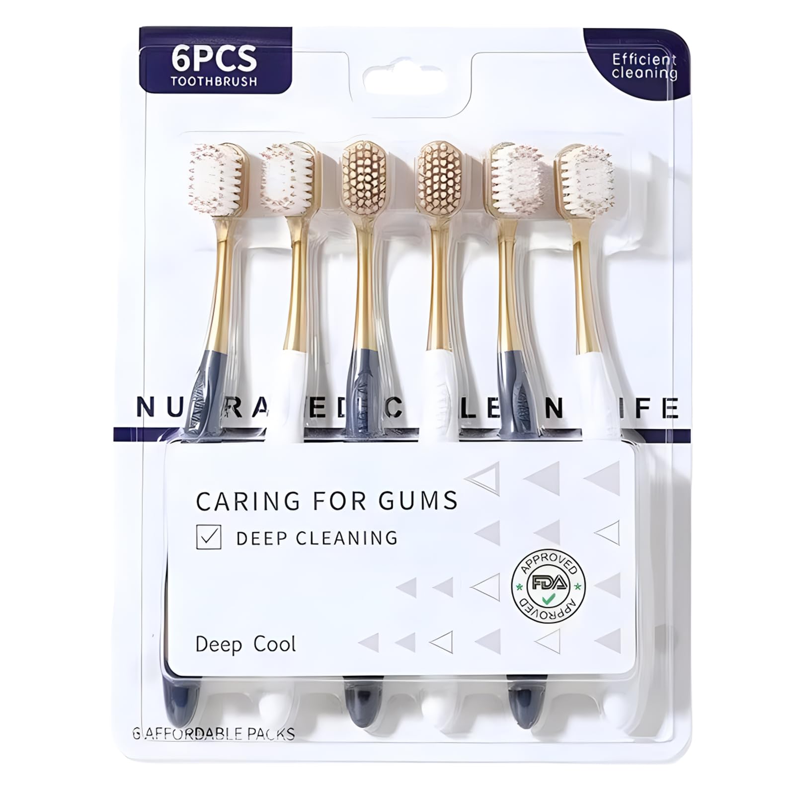 LHLZNB 6-Piece Toothbrush Multipack - Wide Bristle Manual Toothbrushes, Soft, Travel Set, Variety Colors, Daily Enamel Care