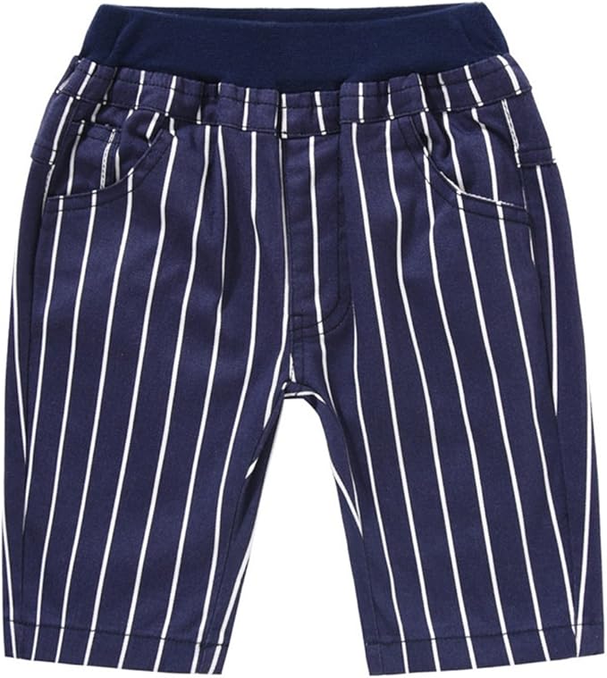 Amazon Niceyy 90 130 Cm 男の子 ショートパンツ ストライプ柄 紺 ハーフパンツ 五分丈 子供 短パン ウエストゴム キッズ パンツ 薄手 涼しい 半ズボン カジュアル かっこいい 夏 90cm ショートパンツ ハーフパンツ 通販
