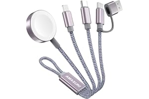 AMASUKI Short 8inch 3 in 2 USB C Cable for Apple Watch Charger iPhone Charger USB C Multi Fast Charging Cable Compatible with iWatch Ultra/SE/10/9/8/7/6/5/4/3/2/1 & iPhone 16/15/14/13/12/11/Galaxy S23