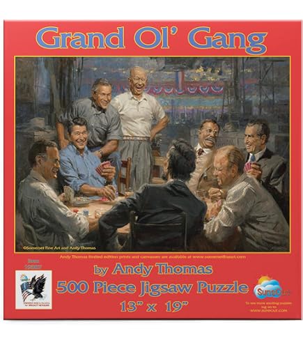 The Republican Club 550 Piece Jigsaw Puzzle – Andy Thomas Artwork – 15x24 Finished Size