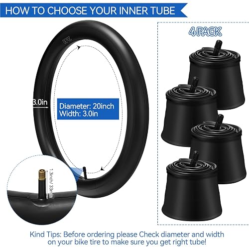 20x3 Inch Bike Inner Tubes - Fat Tire Tubes With Schrader Valve For Electric Bikes