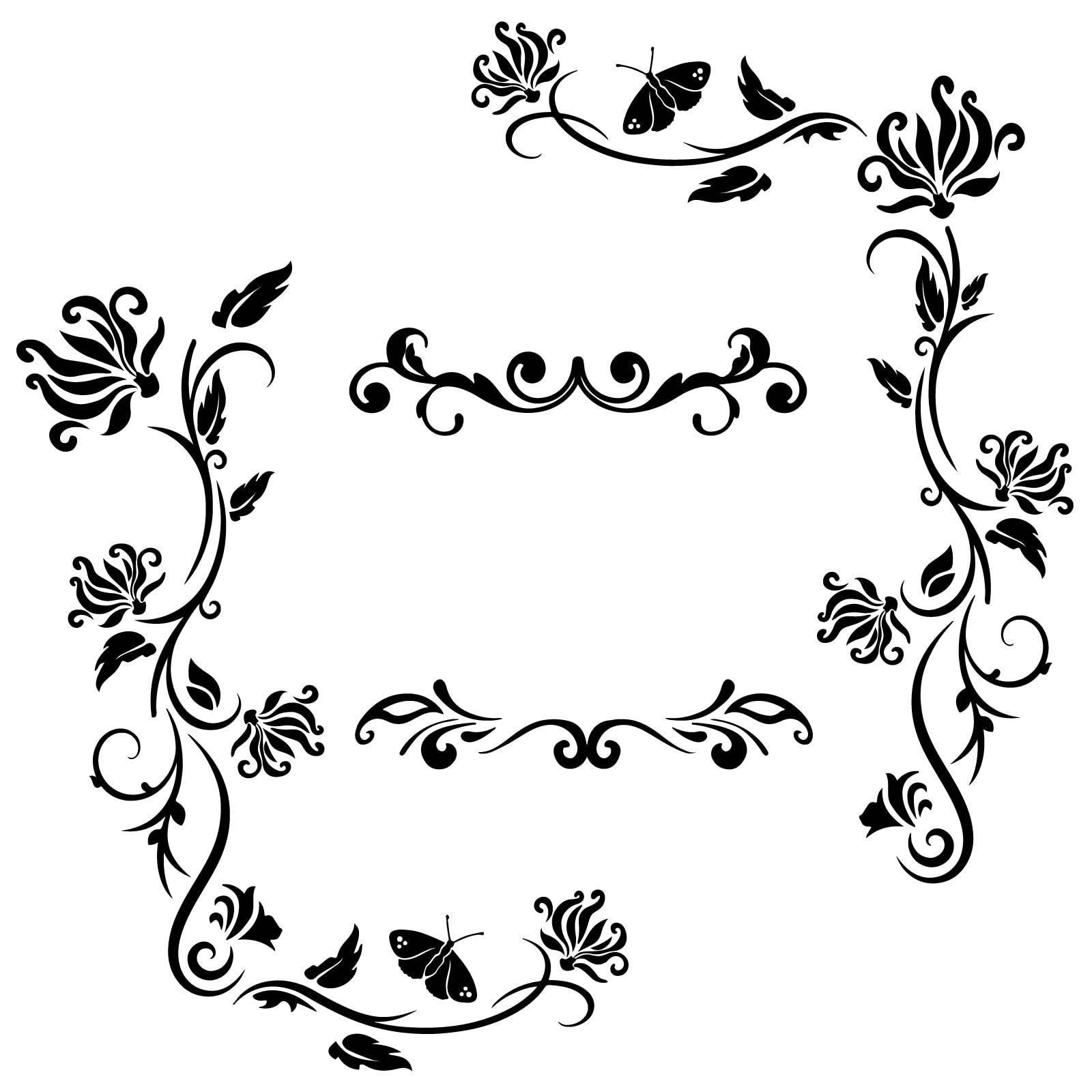 PLIGREAT Black Flowers Vines Wall Stickers, Butterfly Wall Decals, Removable Vinyl Wall Sticker for Nursery Bedroom Living Room Wall Decorations Home Indoor Wall Art Decor Door Window Decor