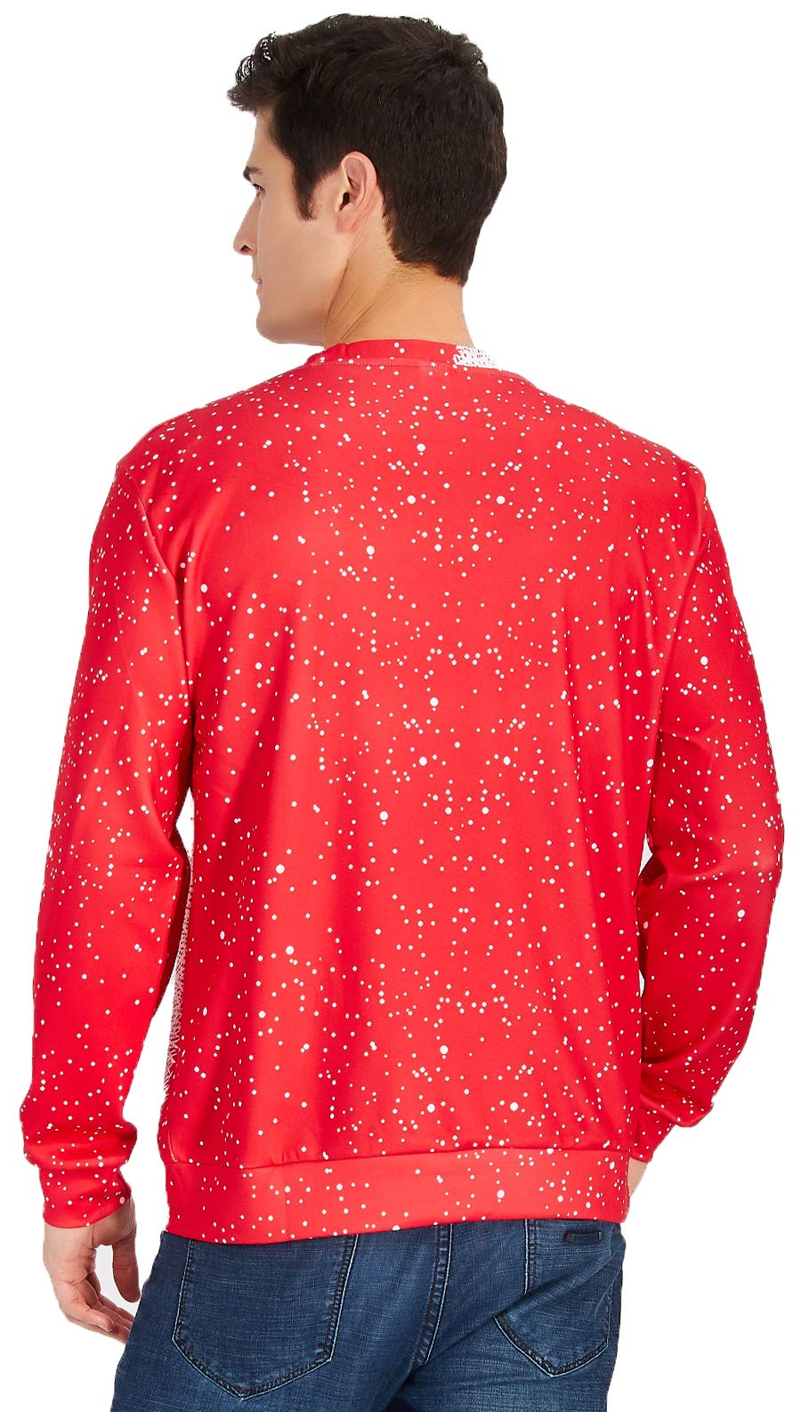 Leapparel Mens and womens Ugly Christmas Sweater party fancy dress Sweatshirt 3d Graphic Printed Round Neck Pullover t-shirts Red, Fake-2-pieces, US S/Asian Tag M