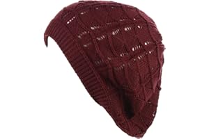 BE YOUR OWN STYLE BYOS Chic Soft Knit Airy Cutout Lightweight Slouchy Crochet Beret Beanie Hat