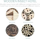 Navaris XL Wooden Insect Hotel - Natural Wood Habitat for Bees & Butterflies view 5