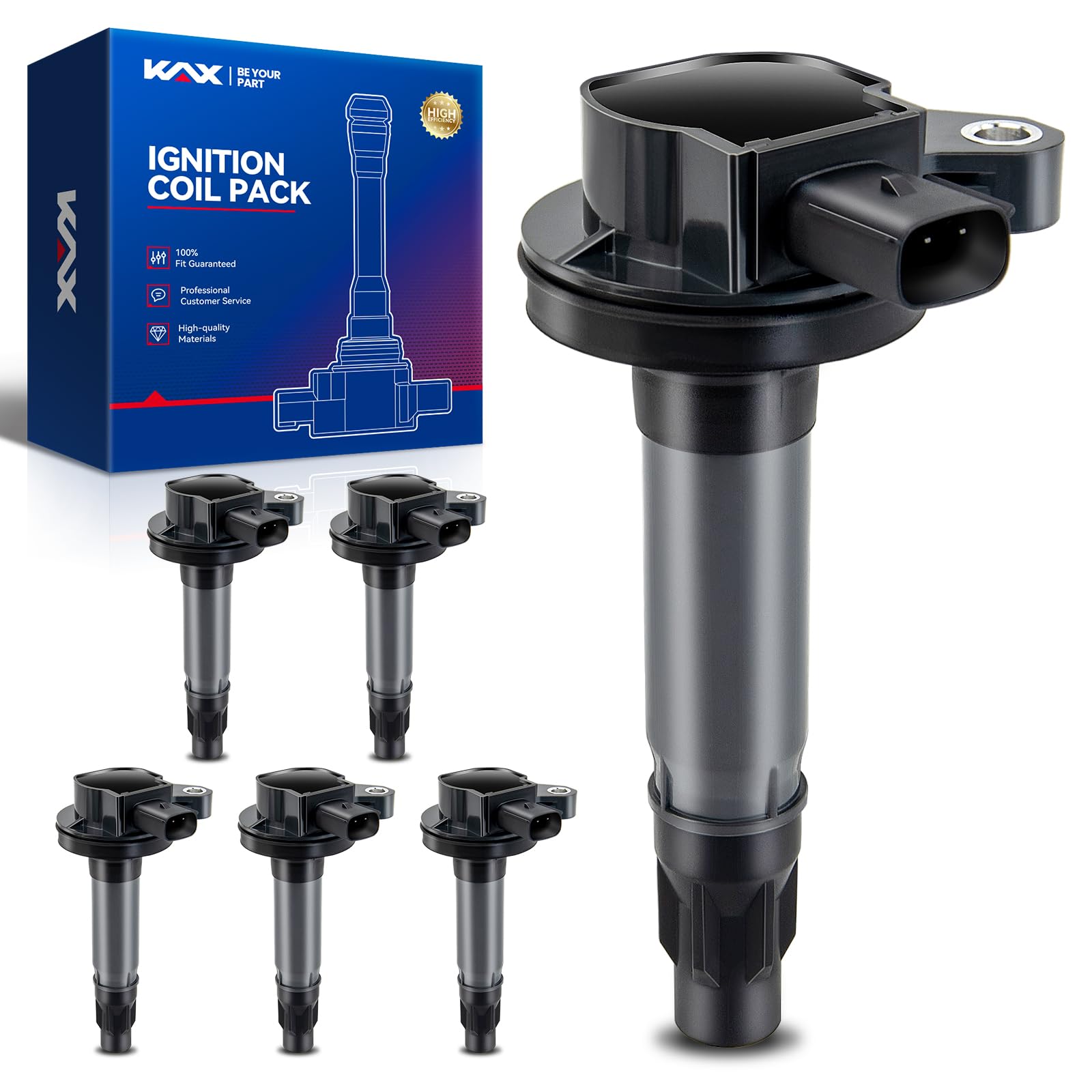 KAX Pack of 6 Ignition Coil Set for Ford Explorer 2011-2017 3.5L, Edge 2007-2016 3.5L/3.7L, F-150 2011-2017 3.7L/3.5L, Taurus 2008-2016 3.5L, Lincoln MKX 2007-2016 3.7L, Mustang 2011-2016 3.7L, UF553 Image