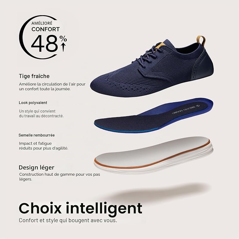 Chaussures de Ville Homme Respirant,Size 43.5,Marine