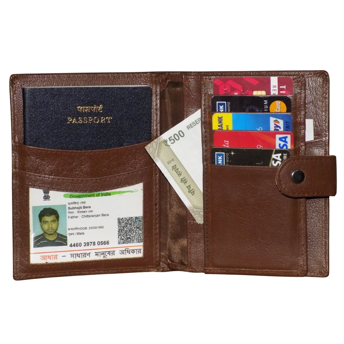 style98 unisex leather passport wallet||credit/debit card holder