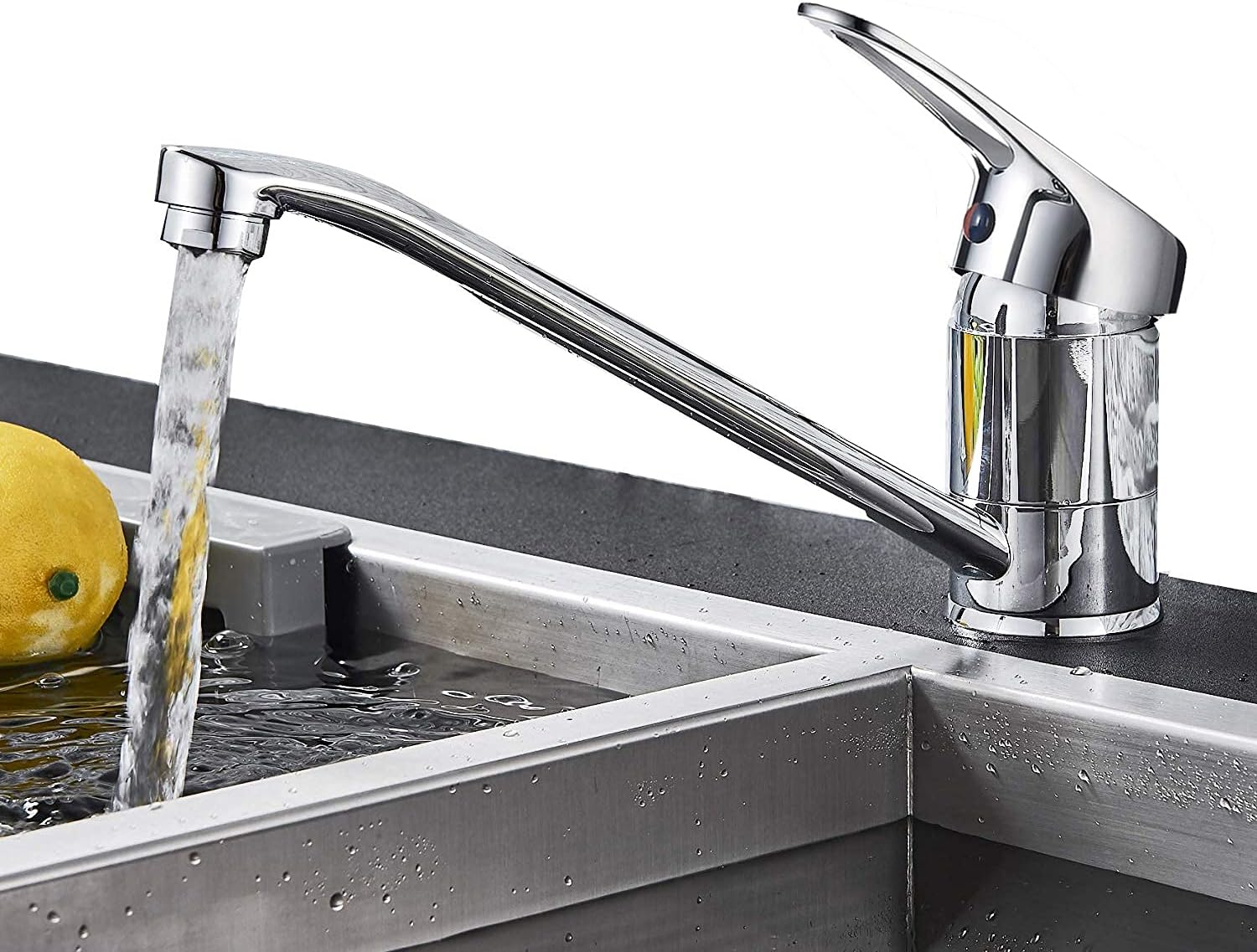 SUGU Low Pressure Kitchen Sink Mixer Tap 360° Swivelling Mixer Tap Single Lever Mixer Tap Low