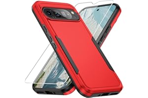 WARSIA for Pixel 9 Pro XL Case,Google Pixel 9 Pro XL Case,with Screen Protector,[Military Grade Drop Tested] Heavy-Duty Tough Rugged Shockproof Protective Case for Google Pixel 9 Pro XL, Red