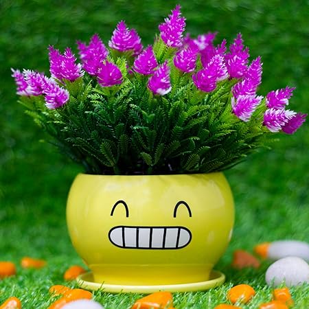 Klassic (KLAPOTd4.2) Smiley face Ceramic Pot for Indoor Plants, Planters,Flower Pot, Gamla for Indoor, Outdoor, Balcony, Home, Garden, Office(380G)