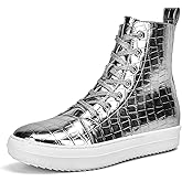 UBWDU Women's High Top Glitter Tennis Sneaker Platform Sneaker with Zipper Rhinestone Bling Wedding Bridal Shoes Shiny Sequin Shoes