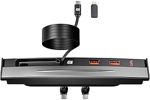 Nycetek USB Hub for Tesla Model 3/Y, 45W PD Retractable Fast Charging, Car Docking Station Charger Multi Port for 2021 2022 2