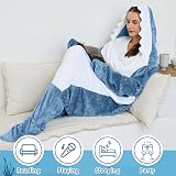 TBGENIUS Shark Blanket Onesie Adults Shark Hoodie Cozy Fleece Costume view 2