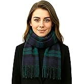 Biddy Murphy 100% Irish Wool Scarf for Women & Men, Soft & Warm, Plaid Tartan, 12" x 60"