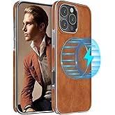 LOHASIC for iPhone 16 Pro Leather Case Compatible with MagSafe, Classic Slim Luxury PU Soft Non-Slip Grip Shockproof Bumper Full Body Protective Cover Phone Cases for iPhone 16 Pro 6.3" 2024 - Brown