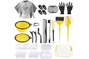 SOFYE Hair Dye Kit 30 PCS Hair Coloring Kit, Hair Dye Brush and Bowl Set with Tinting Bowl, Ear Cover, Gloves, DIY Salon Hair Painting Bleaching Tools (Yellow)