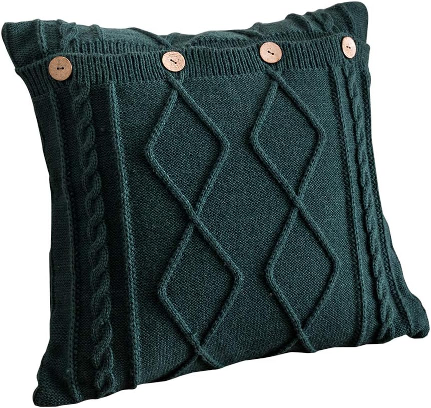 Amazon Com Jeannelife Dark Green Knitted Pillow Case Cushion