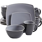 Gibson Elite Soho Lounge Dinnerware Set, Service for 4 (16pcs), Matte Gray
