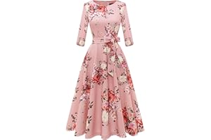 DRESSTELLS Cocktail Dress for Women, Vintage Modest Wedding Guest 3/4 Sleeves Fall Dresses 2024, Formal Church Dress